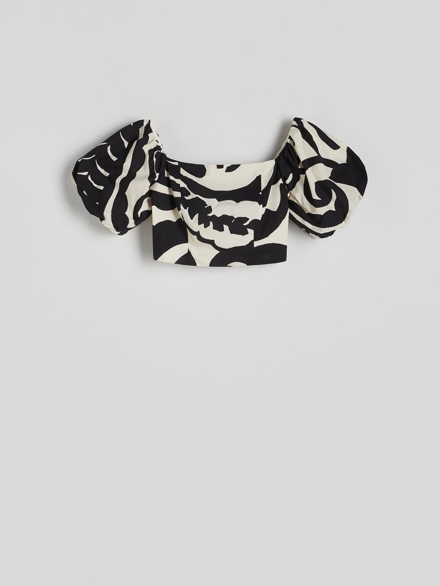 Blouse with puff sleeves - multicolor - RESERVED - 4