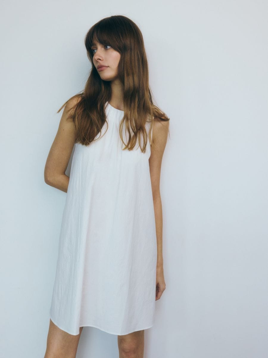 Poplin mini dress - white - RESERVED