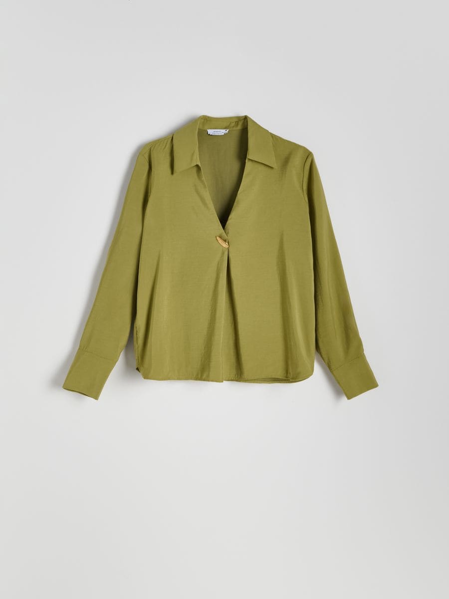 Blouse with collar - light olive - RESERVED - 5