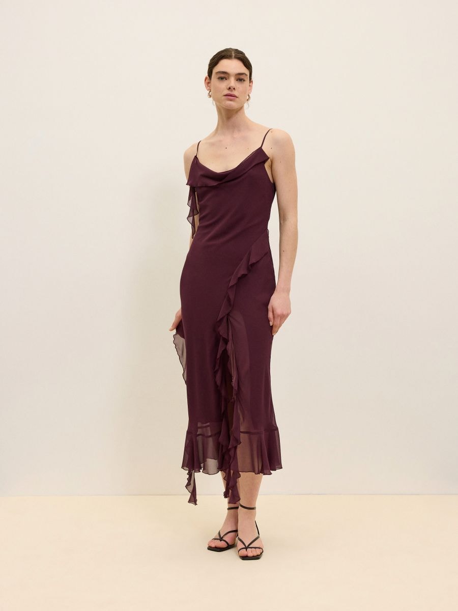 Maxi dress with frills - purple - RESERVED