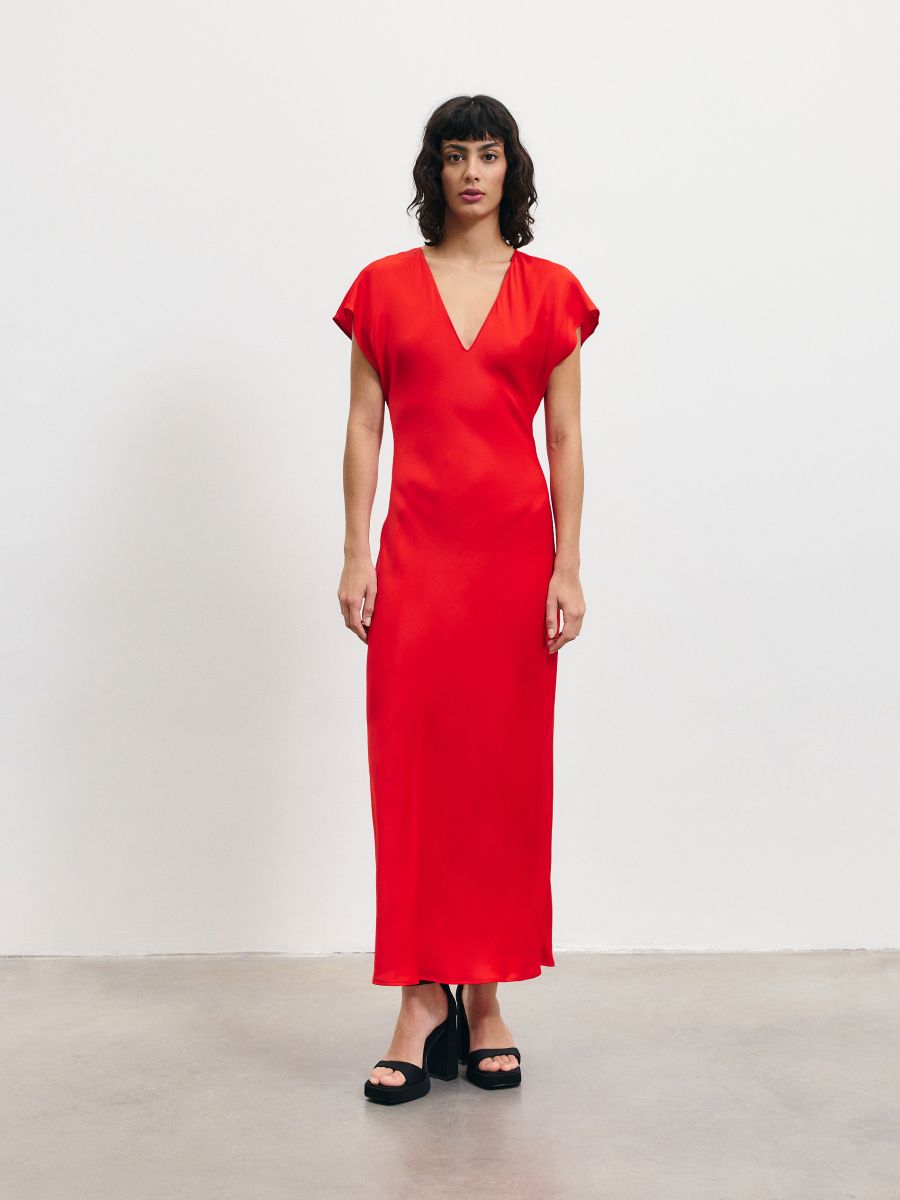 Viskózové šaty - červená - RESERVED
