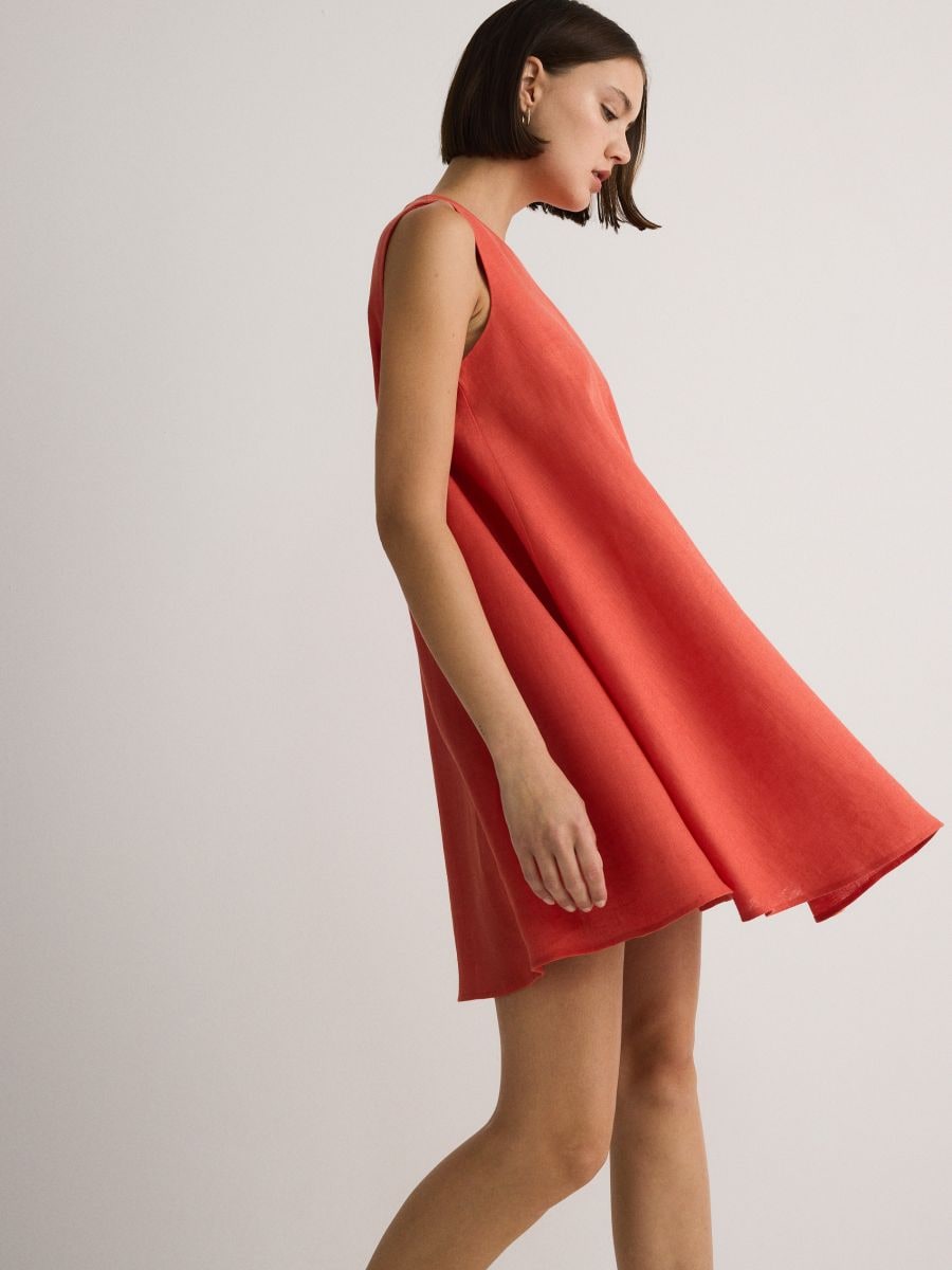 Rochie din in - oranj-mandarină - RESERVED - 2