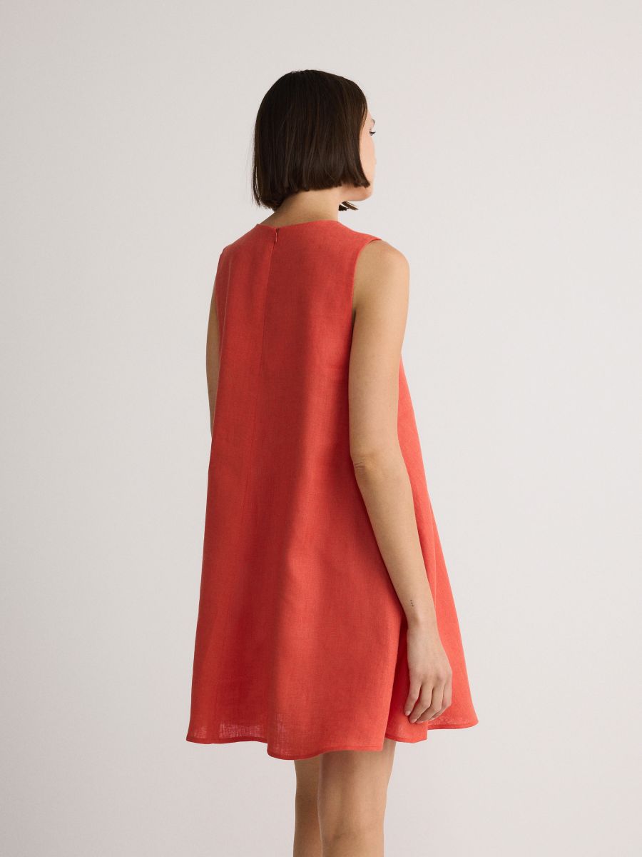 Rochie din in - oranj-mandarină - RESERVED - 4