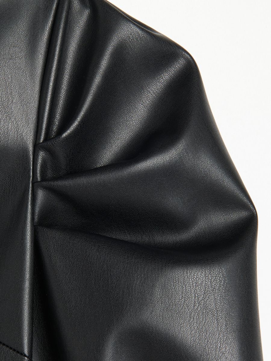 Hemdblusenkleid aus Lederimitat - schwarz - RESERVED - 7