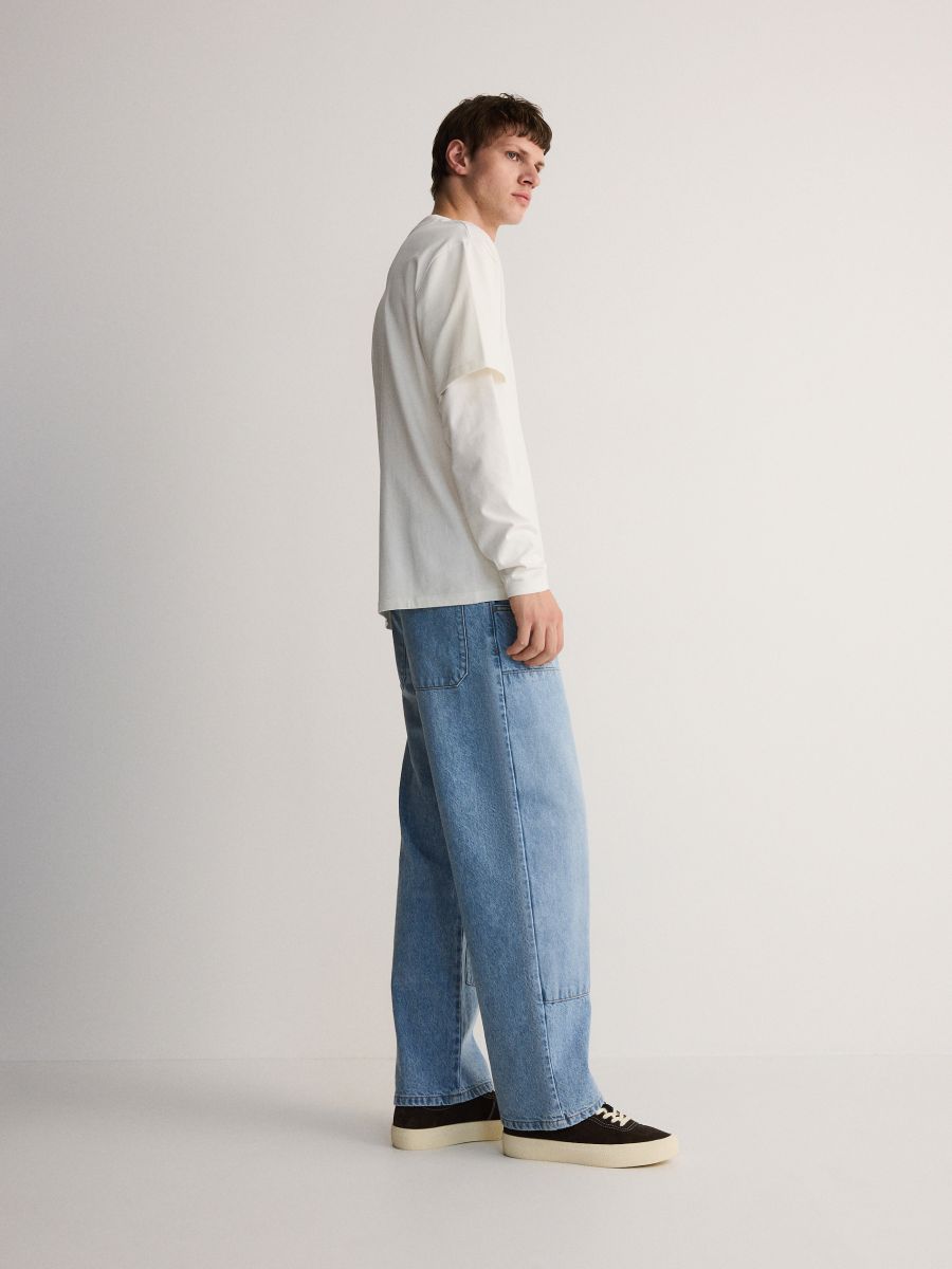 Straight jeans with stitching - blue - RESERVED - 2