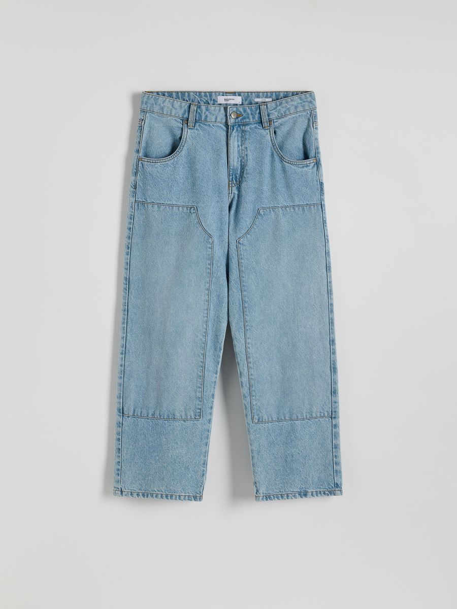 Straight jeans with stitching - blue - RESERVED - 6
