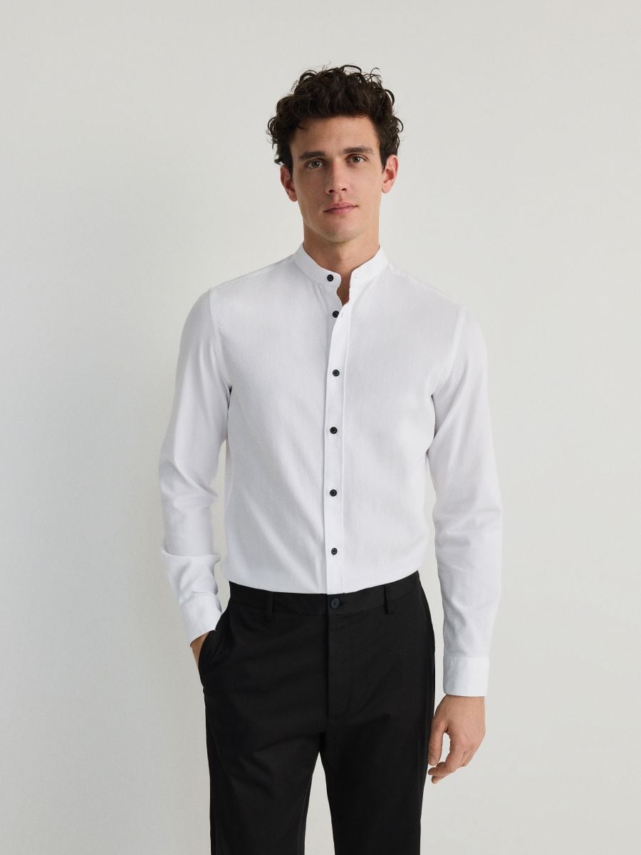 Super slim fit marškiniai paaukštinta apykakle - balta - RESERVED