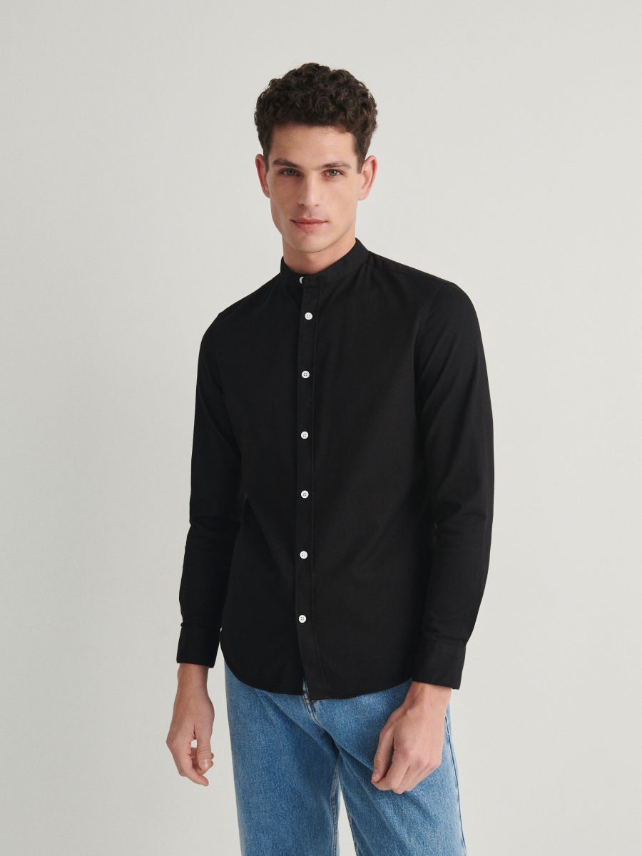 Super slim fit Egyptian cotton rich shirt - black - RESERVED