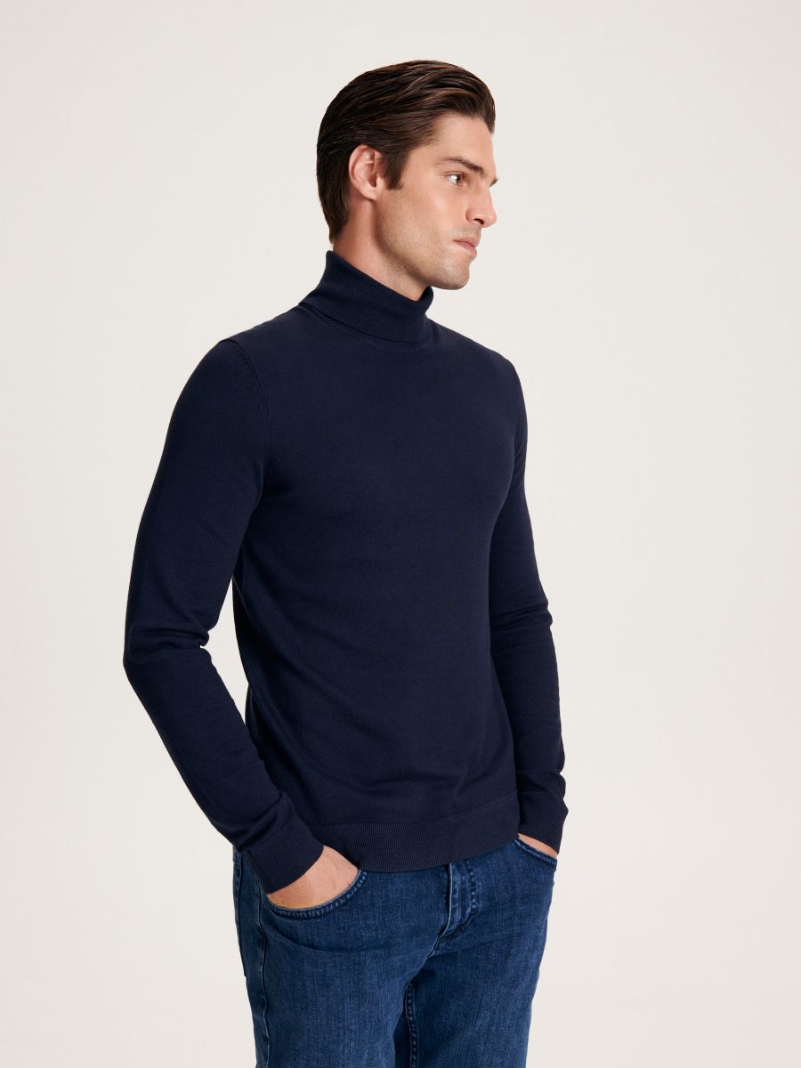 Viscose blend turtleneck - navy - RESERVED - 2