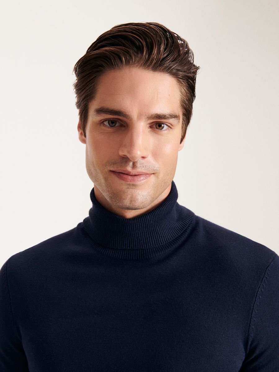 Viscose blend turtleneck - navy - RESERVED - 3