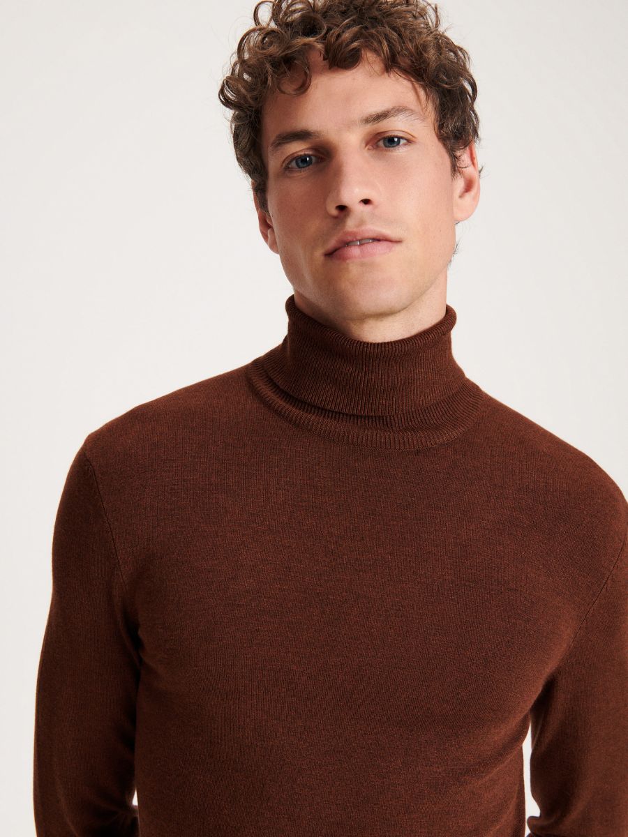 Viscose blend turtleneck - brown - RESERVED - 3