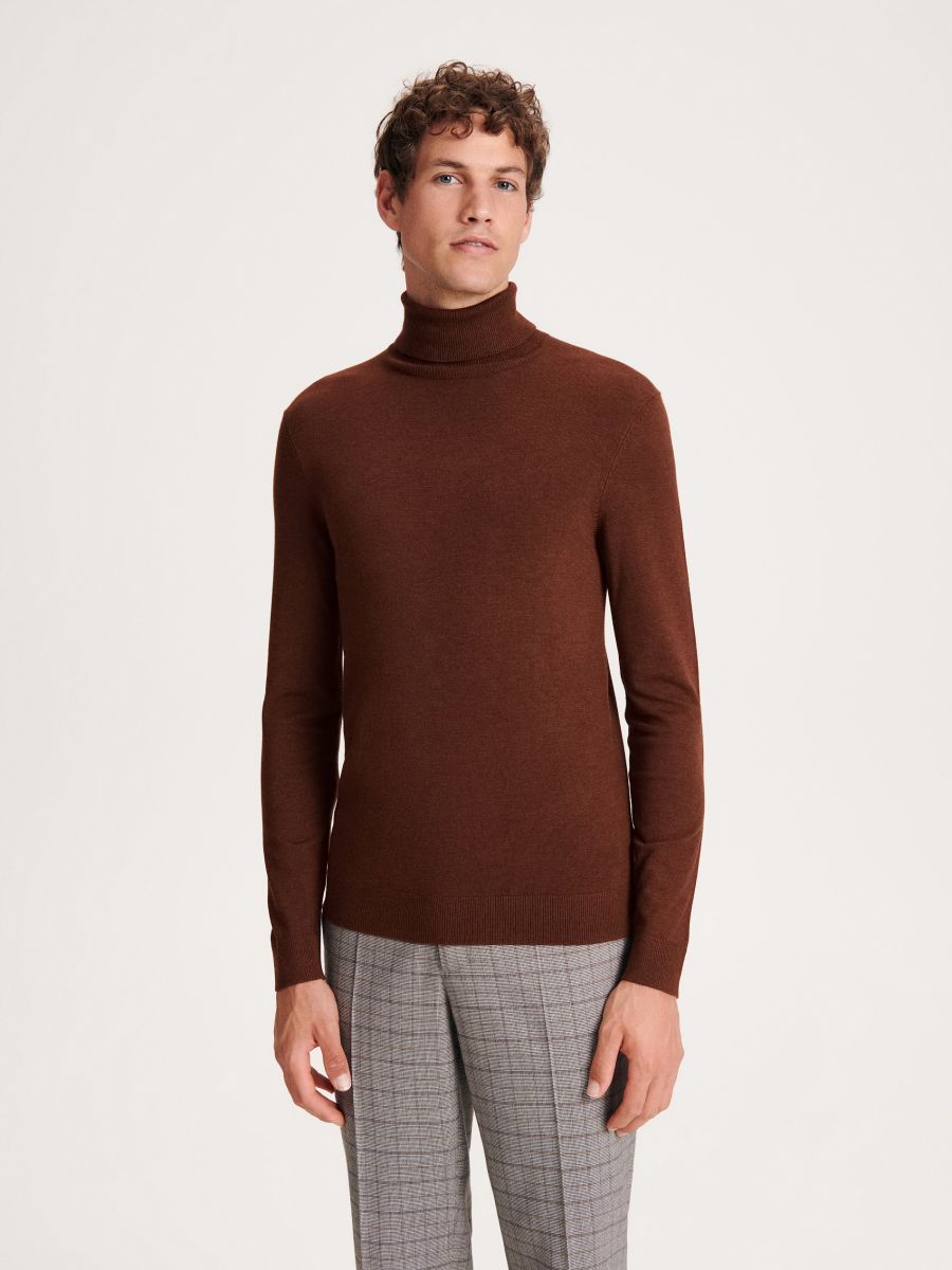 Viscose blend turtleneck - brown - RESERVED - 4
