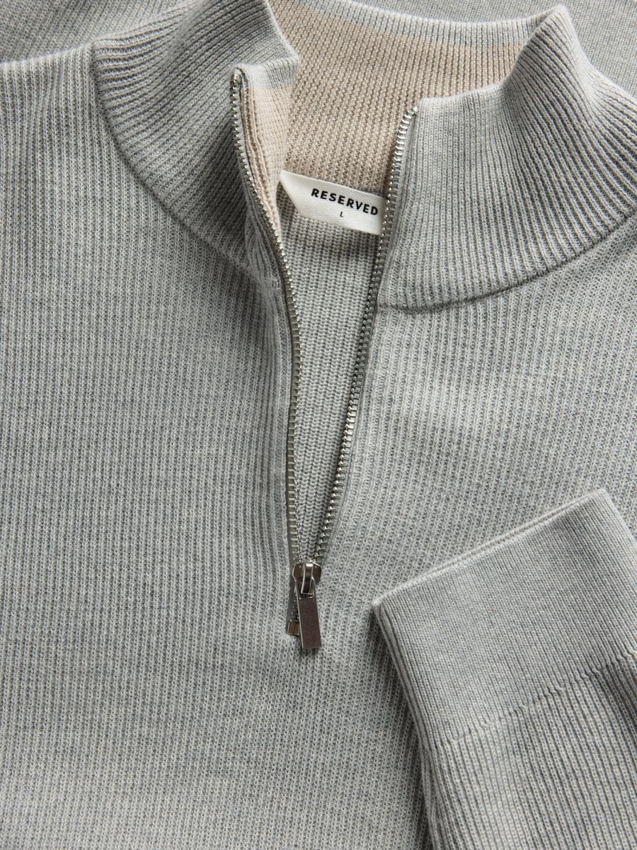 Svetr se stojáčkem na zip - světle šedá - RESERVED - 6