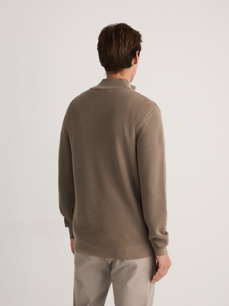 Jumper with zip up stand up collar - coffee - RESERVED - 4