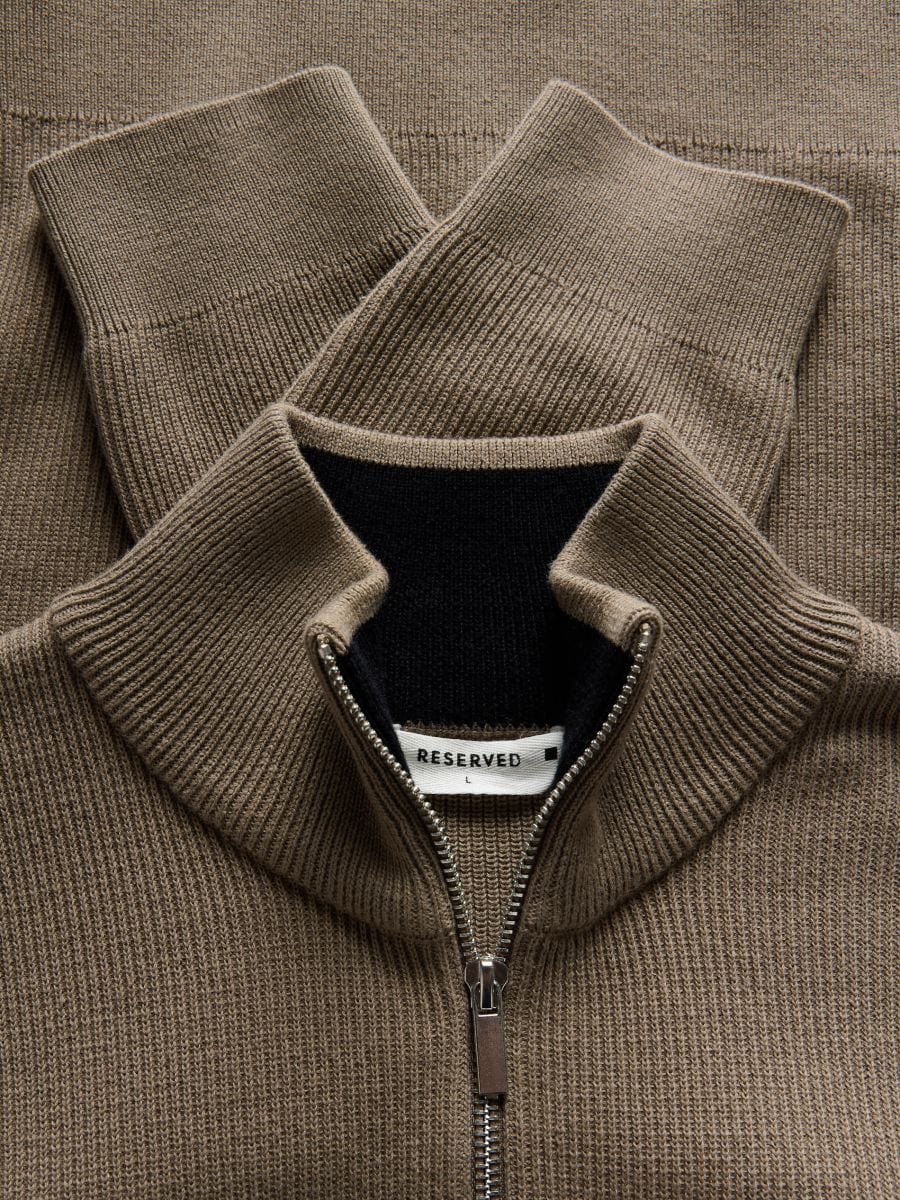 Jumper with zip up stand up collar - coffee - RESERVED - 6