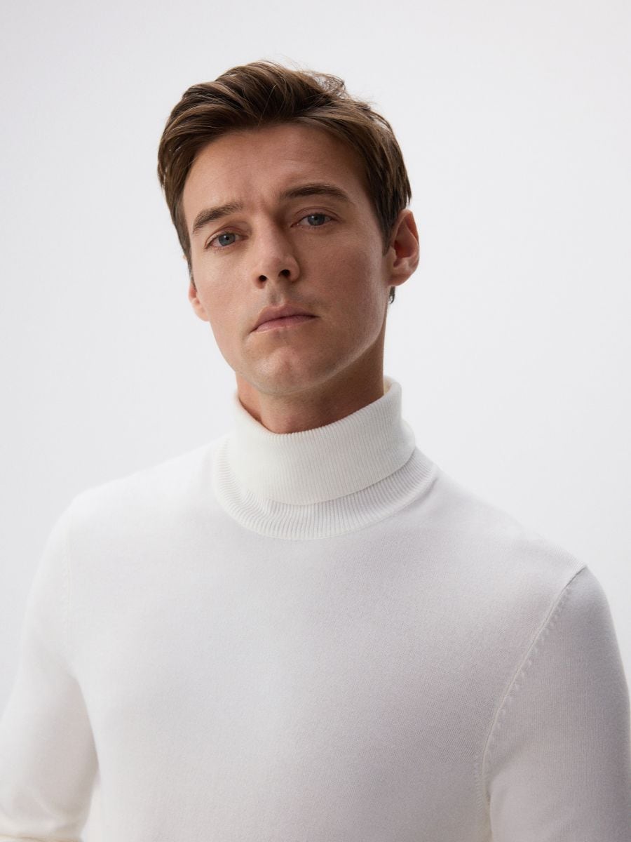 Viscose rich turtleneck - cream - RESERVED - 3