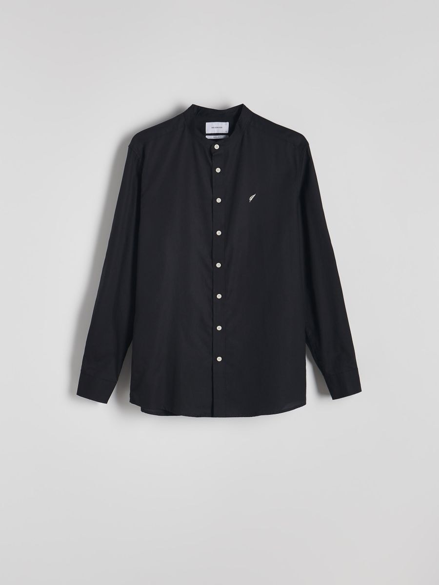 Košile s límcem typu mandarin regular fit - černý - RESERVED - 5