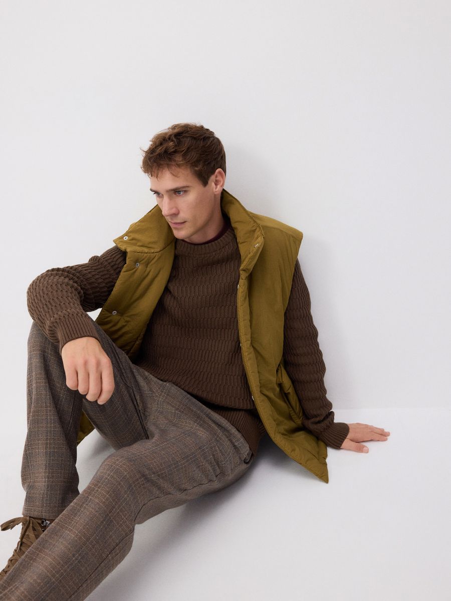 Jumper in textured knit - dark brown - RESERVED - 2