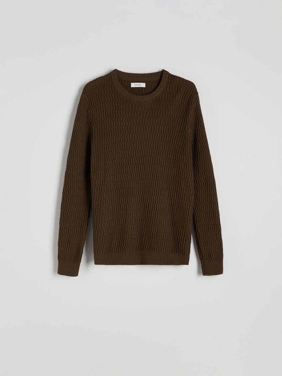 Jumper in textured knit - dark brown - RESERVED - 5