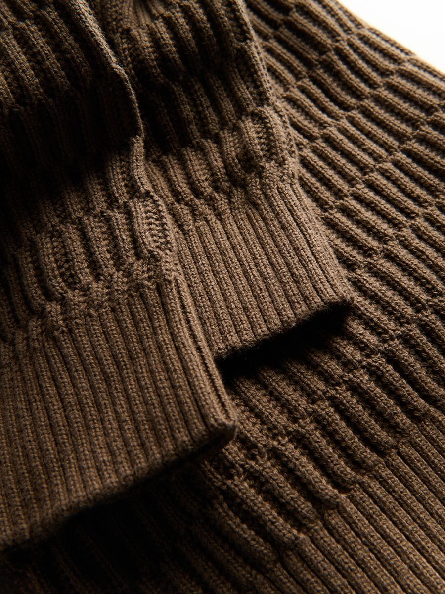 Jumper in textured knit - dark brown - RESERVED - 2