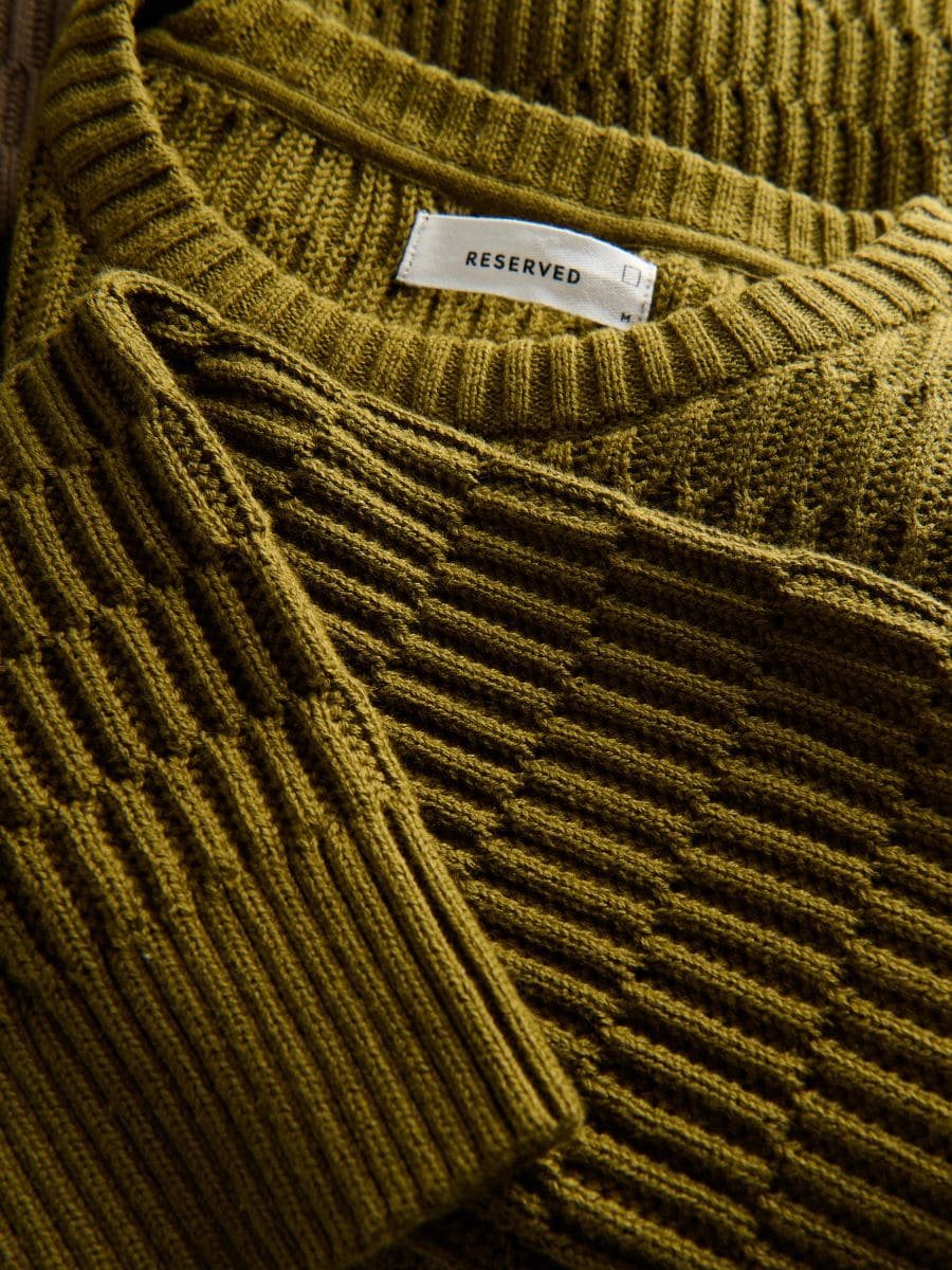Jumper in textured knit - olive - RESERVED - 6