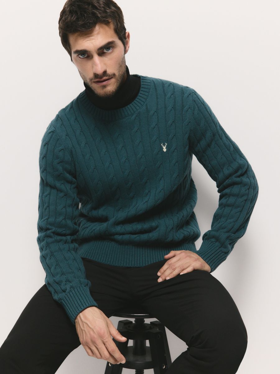 Cotton rich jumper - dark green - RESERVED