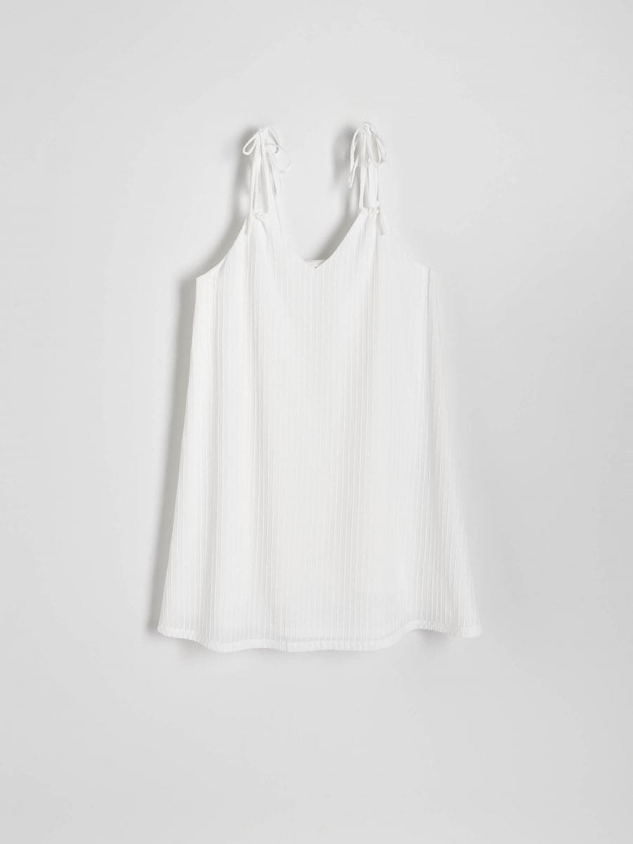 Mini haljina s tankim naramenicama - bijelo - RESERVED