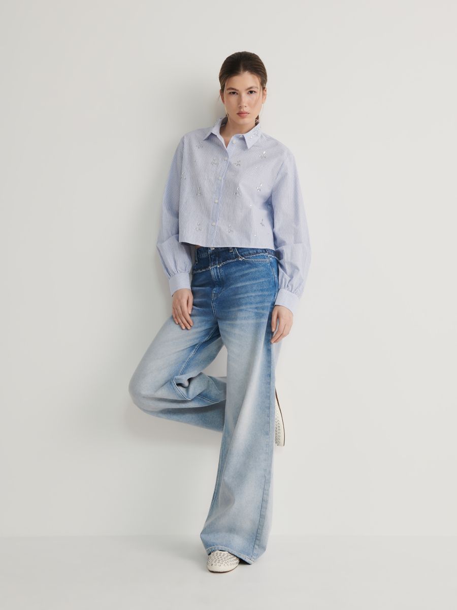 Shirt with decorative applique - blue - RESERVED