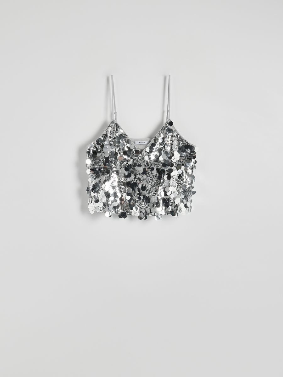 Sequin cami top - silver - RESERVED - 5