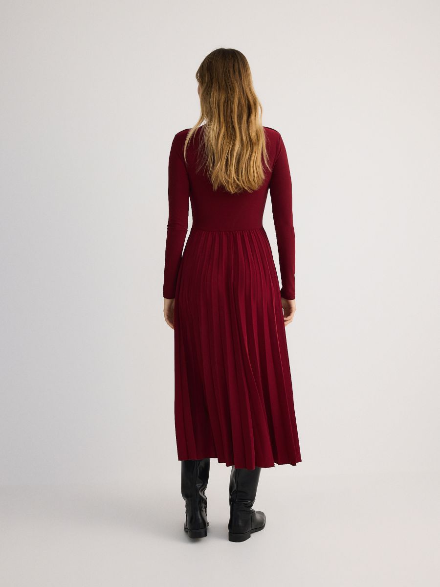 Pleated midi dress - maroon - RESERVED - 4