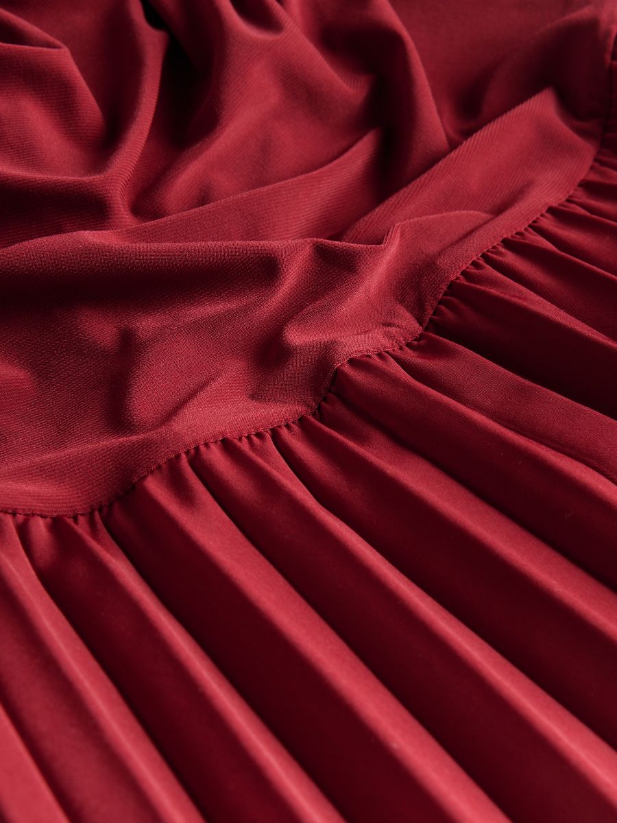 Pleated midi dress - maroon - RESERVED - 6