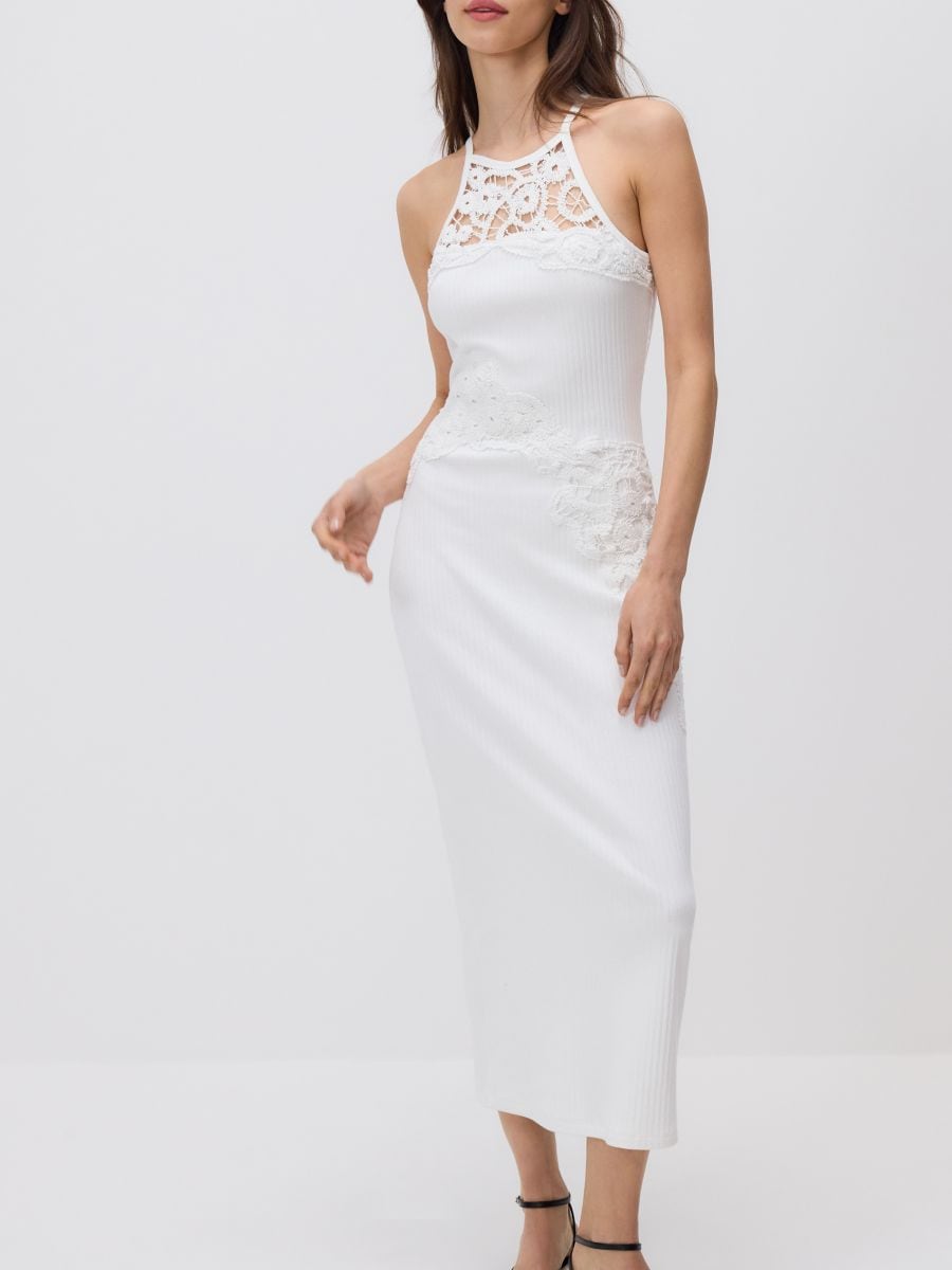 Katoenen maxi-jurk - WIT - RESERVED