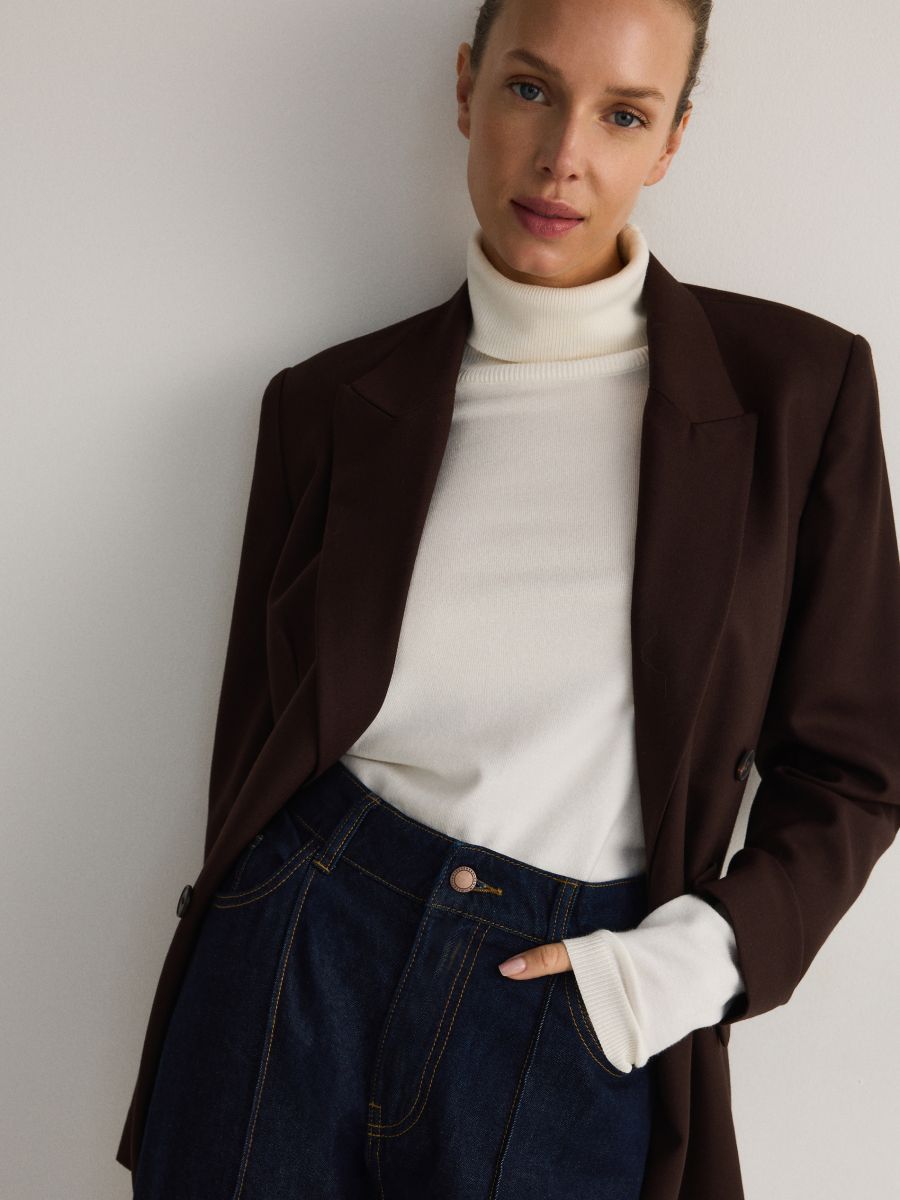 Viscose rich turtleneck - cream - RESERVED - 2