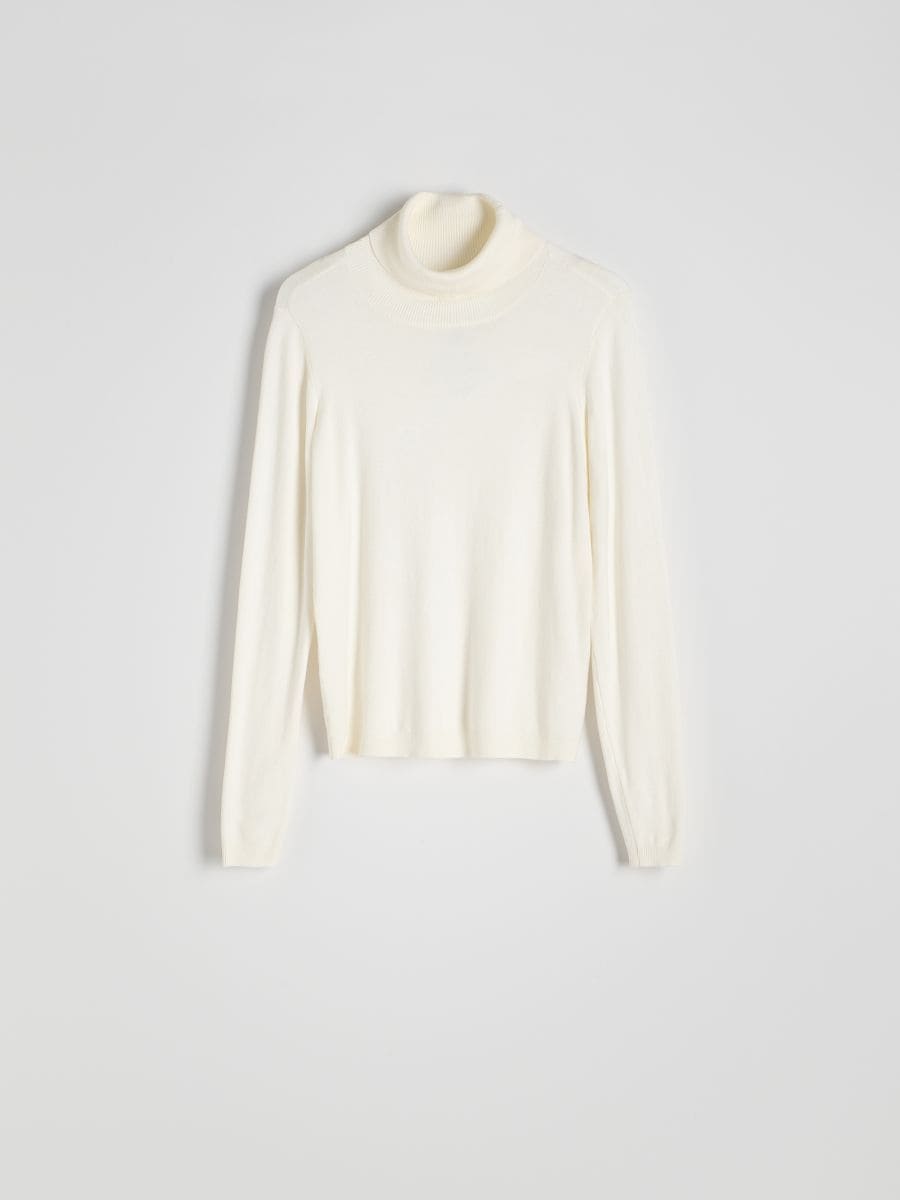 Viscose rich turtleneck - cream - RESERVED - 4