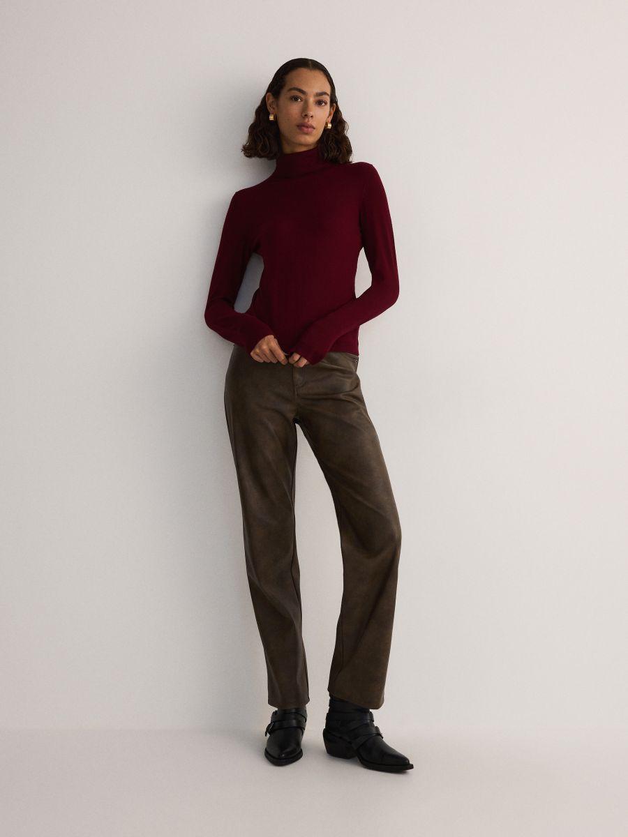 Viscose rich turtleneck - maroon - RESERVED - 2