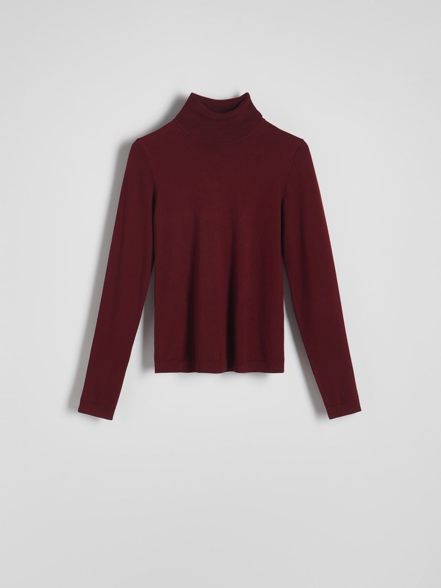 Viscose rich turtleneck - maroon - RESERVED - 4