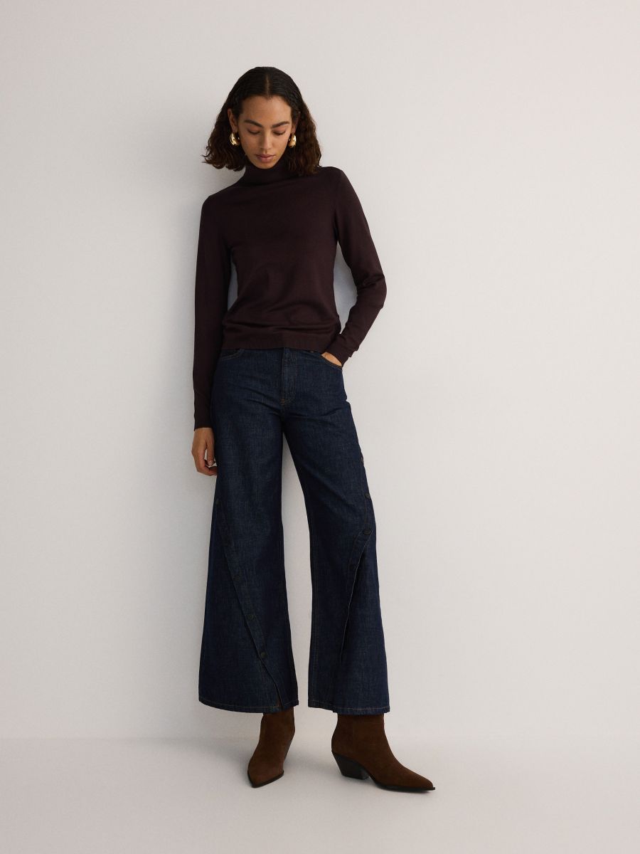 Viscose rich turtleneck - brown - RESERVED - 3
