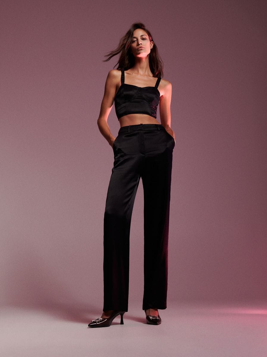Satin trousers Color black - RESERVED - ZU825-99X