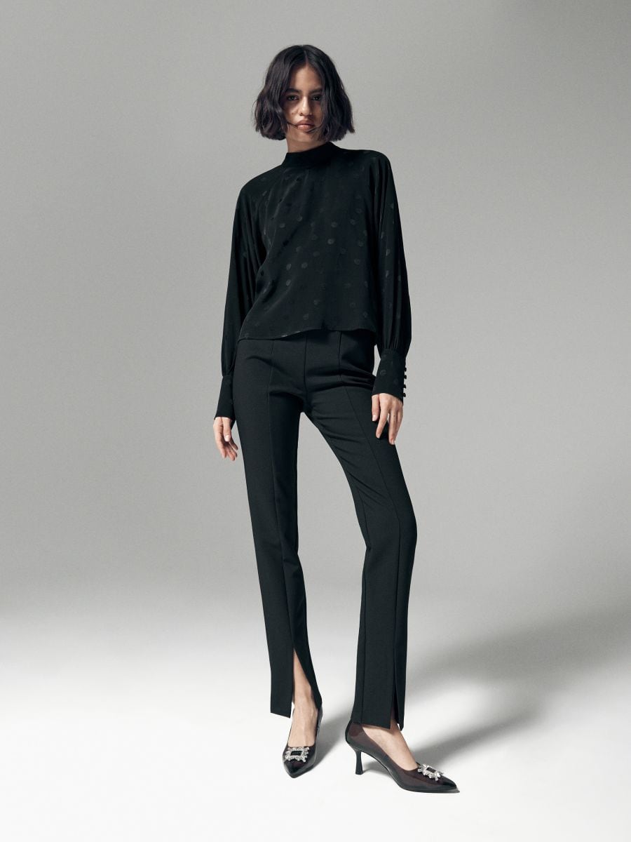 Trousers with hem splits - black - RESERVED - 2