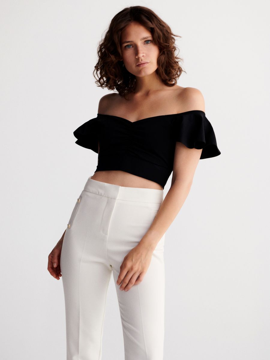 Trousers with pressed crease - white - RESERVED - 2