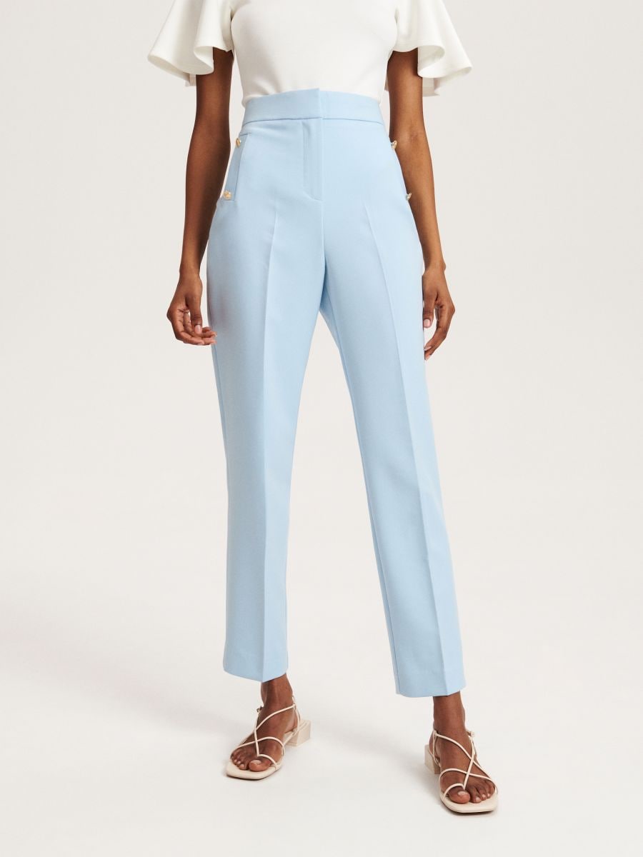 Trousers with pressed crease - pale blue - RESERVED - 4