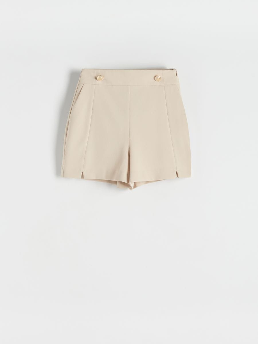 Shorts with decorative buttons - beige - RESERVED - 4