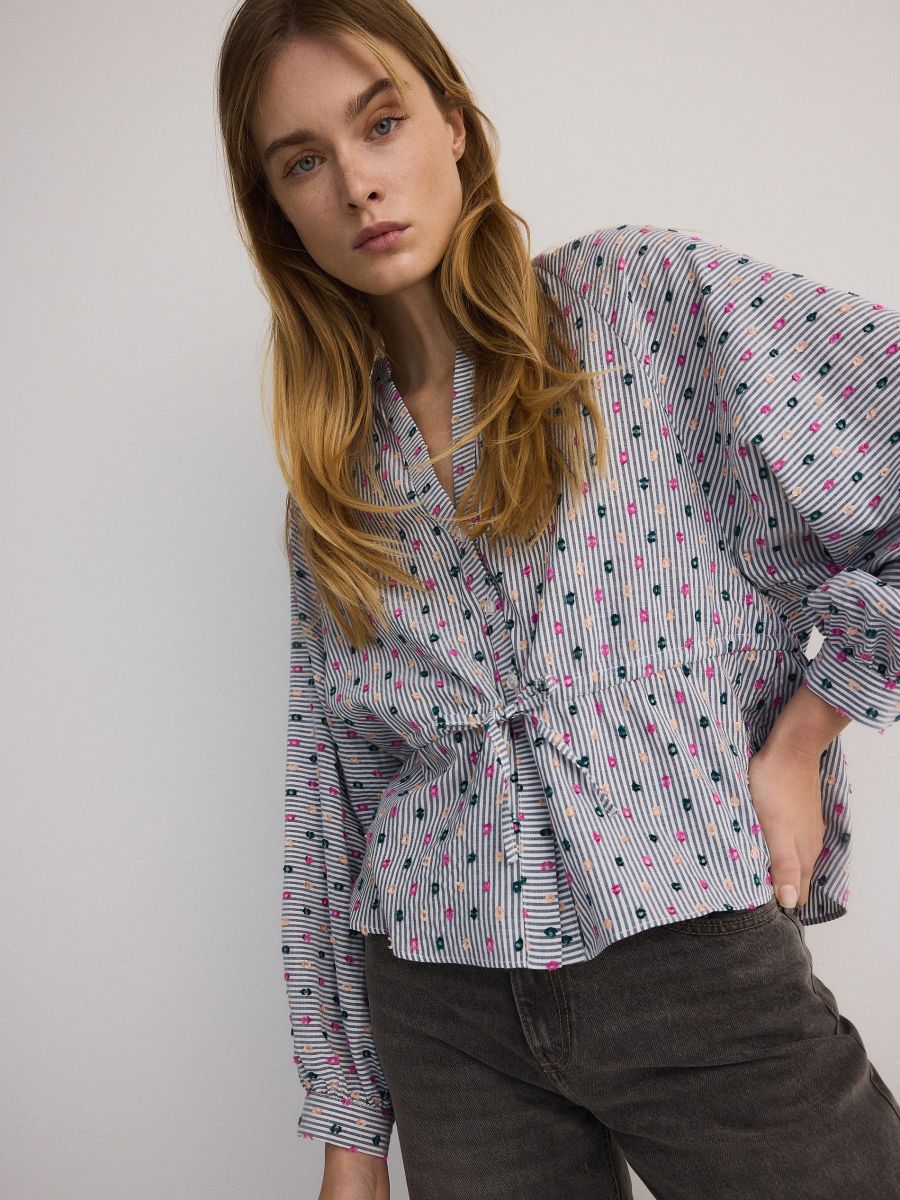 Blouse with peplum hem - multicolor - RESERVED - 2