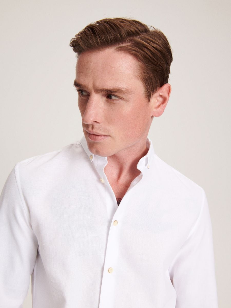 Bawełniana koszula regular fit - biały - RESERVED
