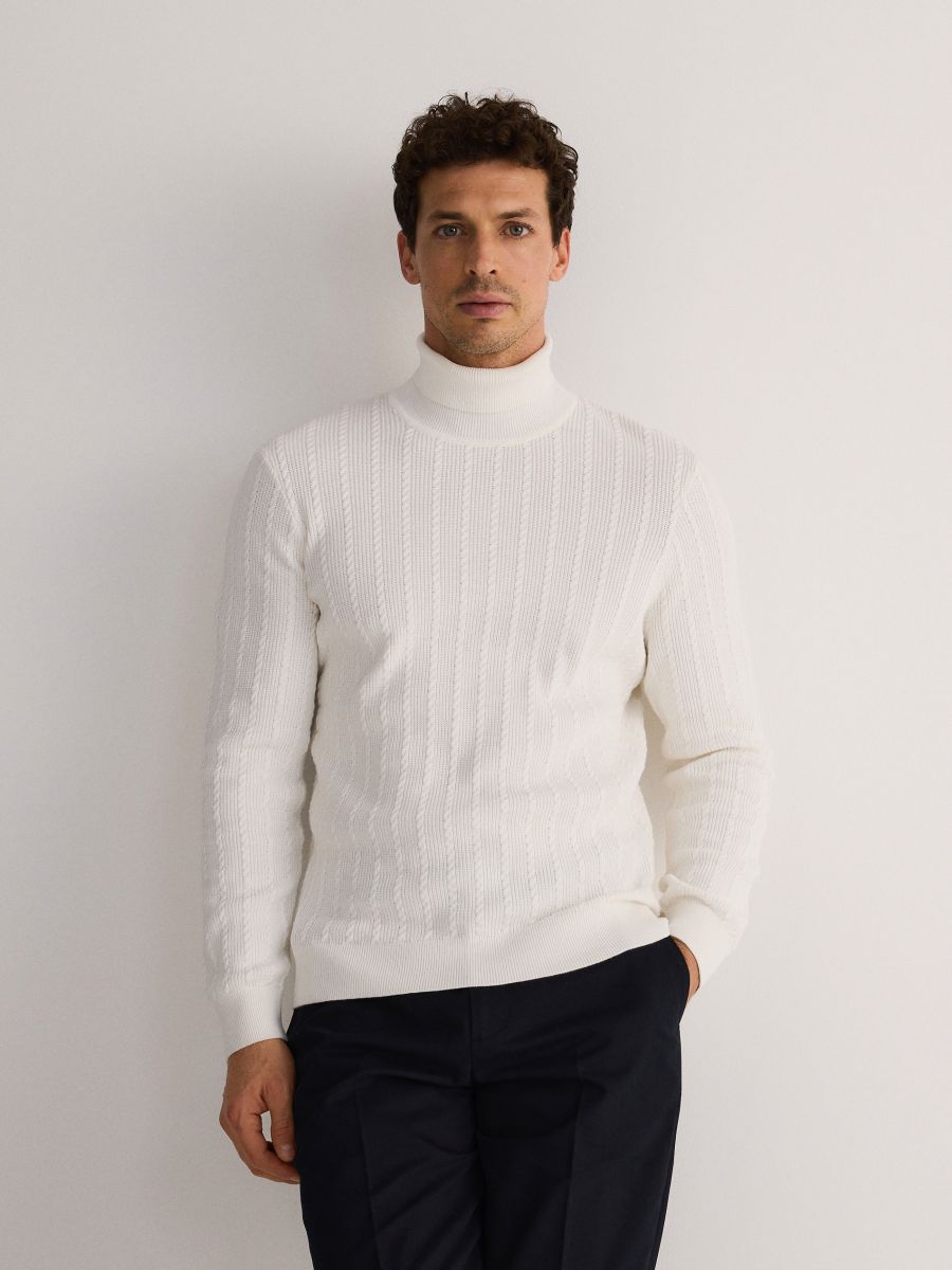 Pull en coton à col roulé - crème - RESERVED - 2