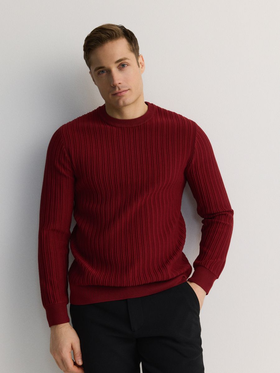 Sweater with viscose blend - maroon - RESERVED - 3