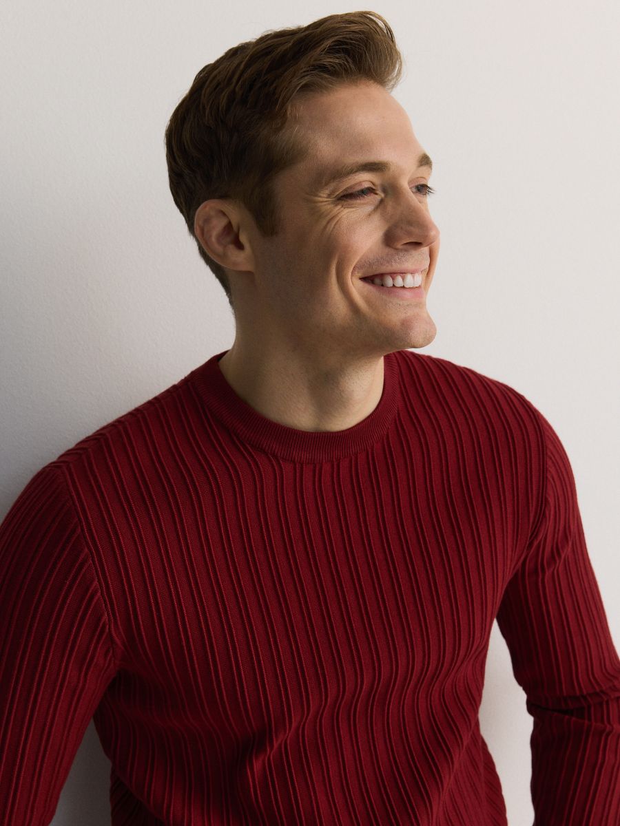 Sweater with viscose blend - maroon - RESERVED - 5