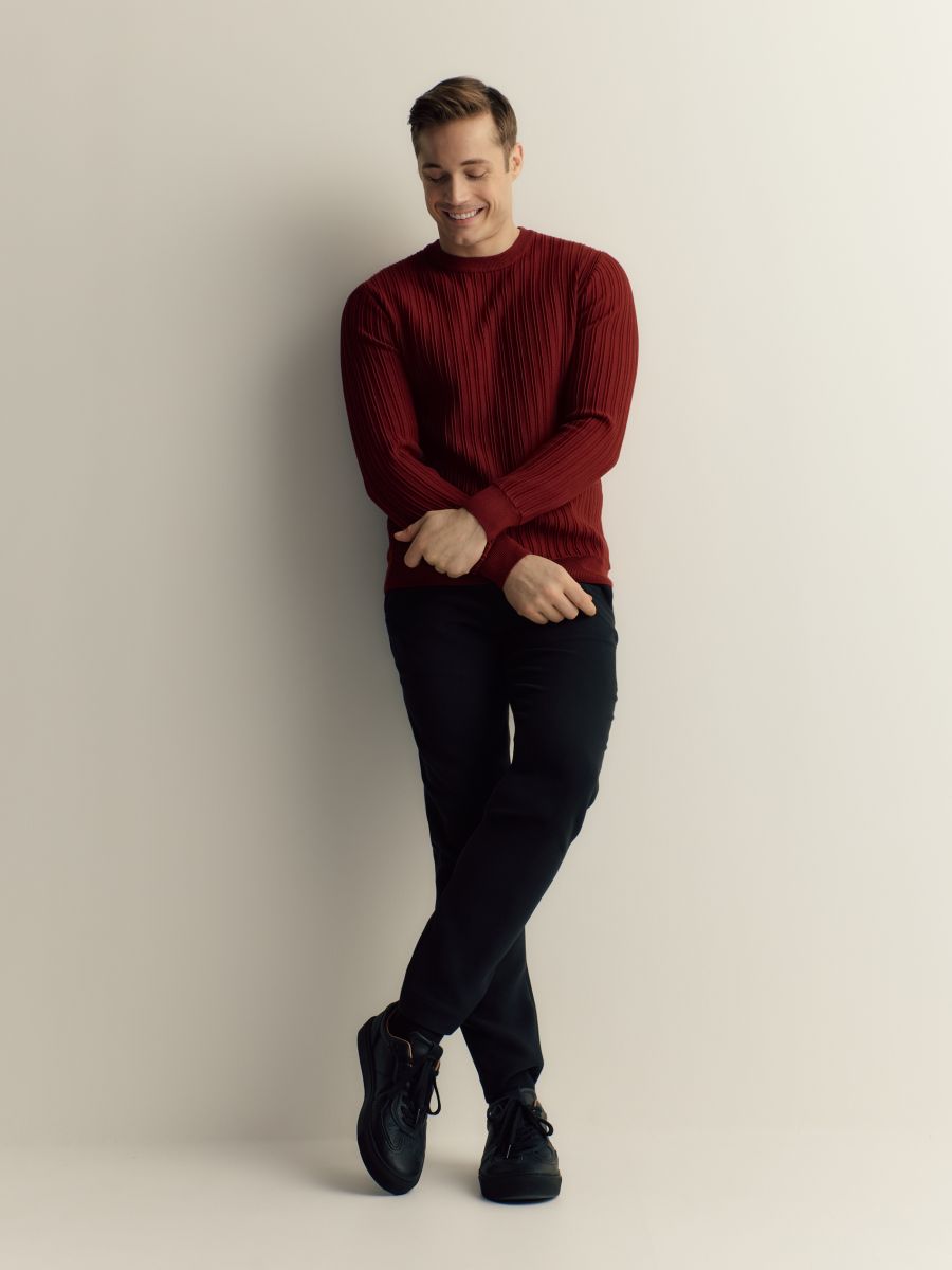 Sweater with viscose blend - maroon - RESERVED - 2
