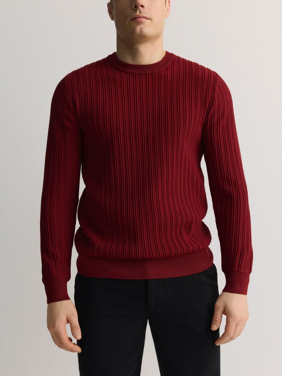 Sweater with viscose blend - maroon - RESERVED - 4