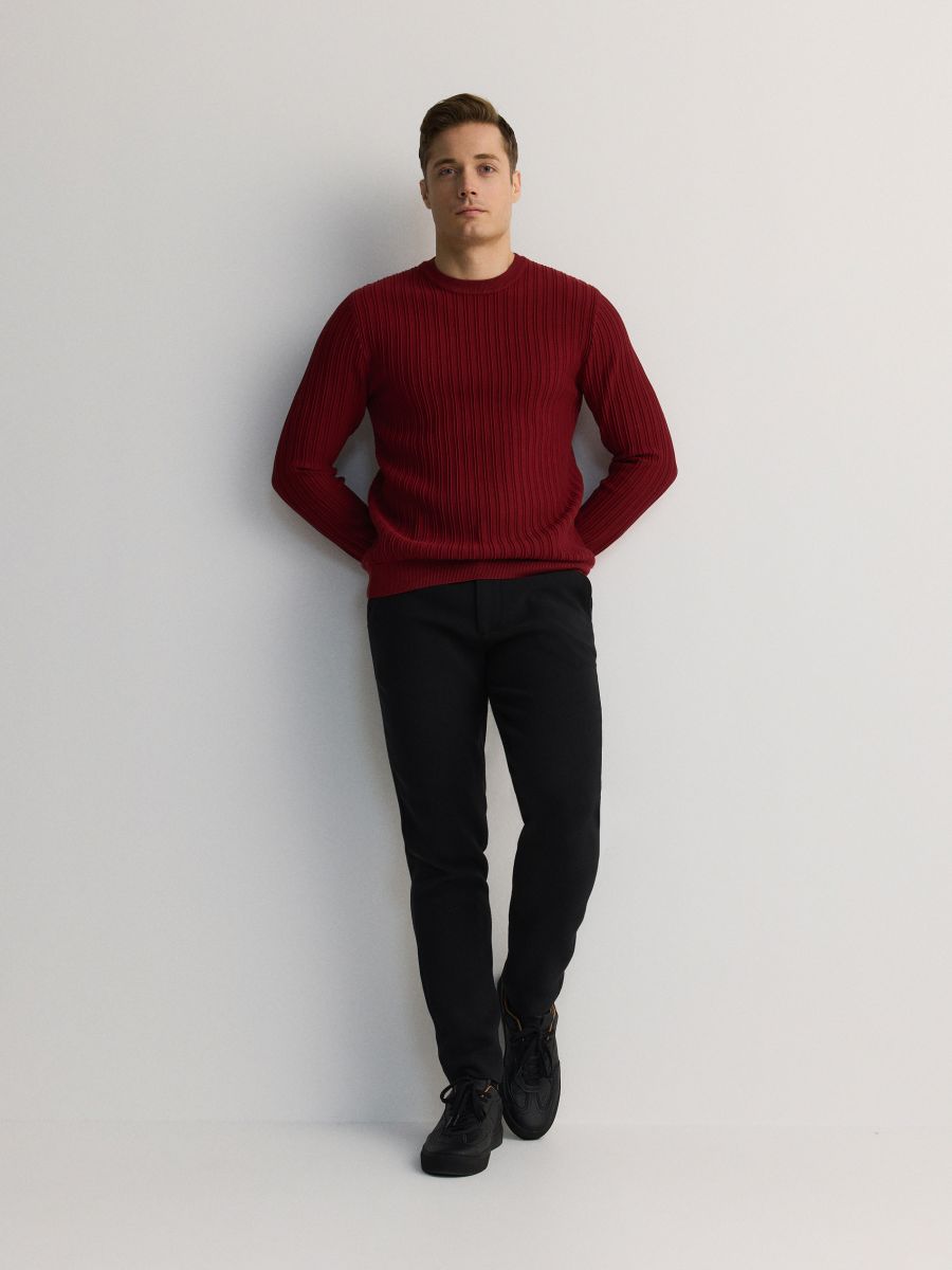 Sweater with viscose blend - maroon - RESERVED - 6